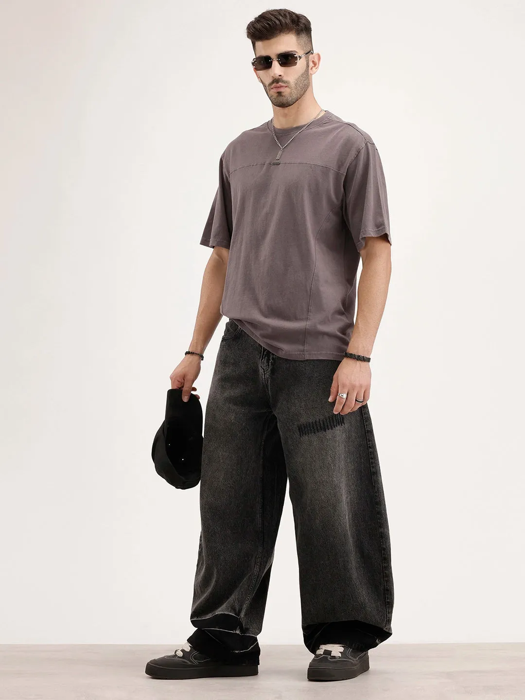 Oversized Cut & Sew T-Shirt | Dark Grey sold by Wrogn product image thumbnail 2