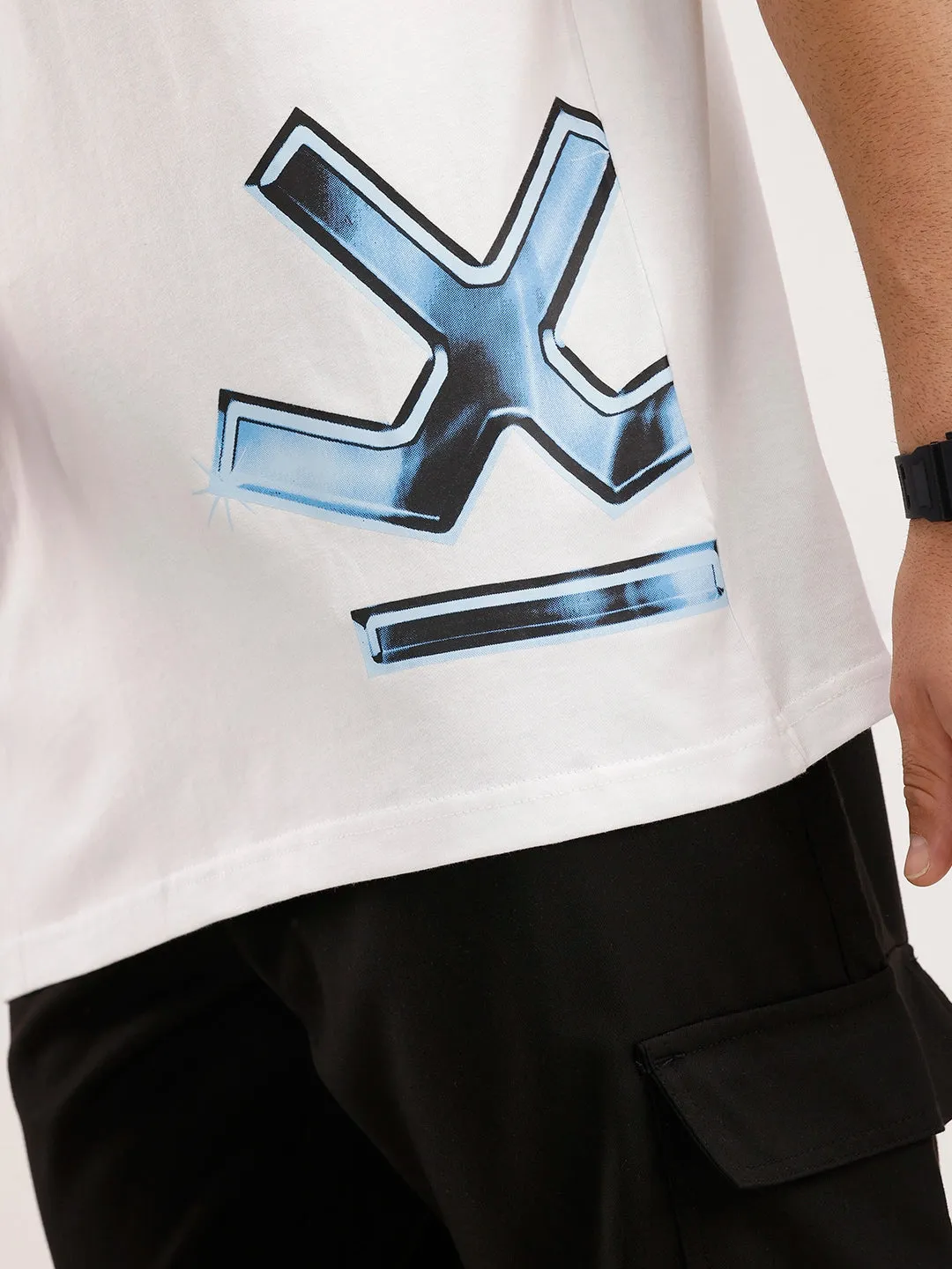 Oversized Fit Placement Printed T-Shirt | White sold by Wrogn product image thumbnail 5