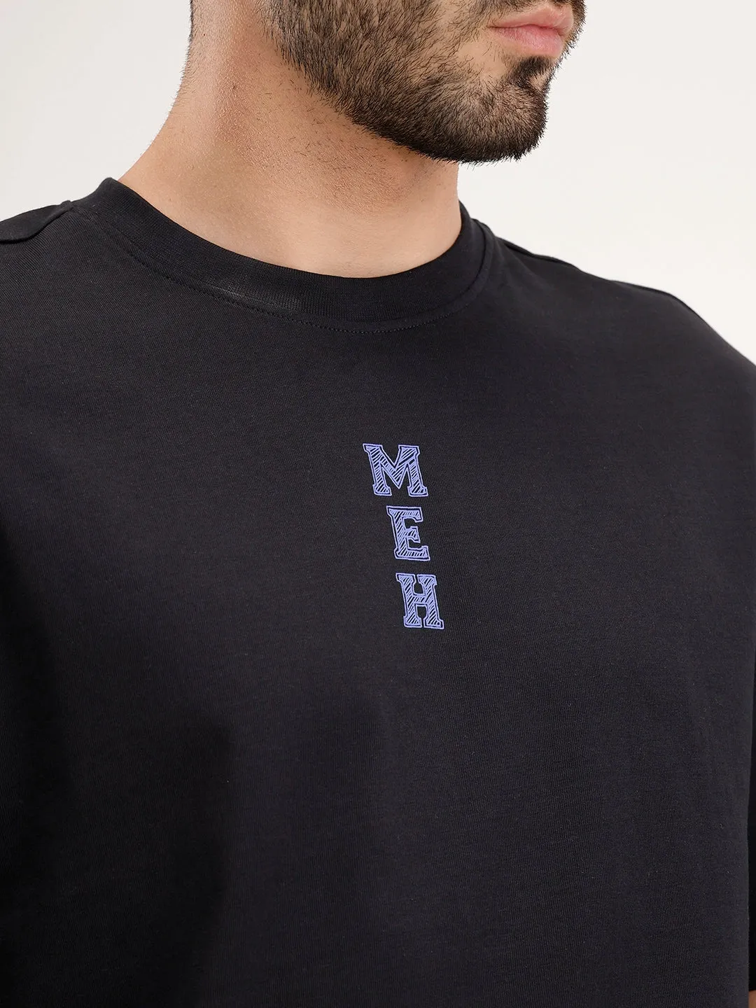 Oversized Embrodered Patch Detail T-Shirt | Black sold by Wrogn product image thumbnail 5