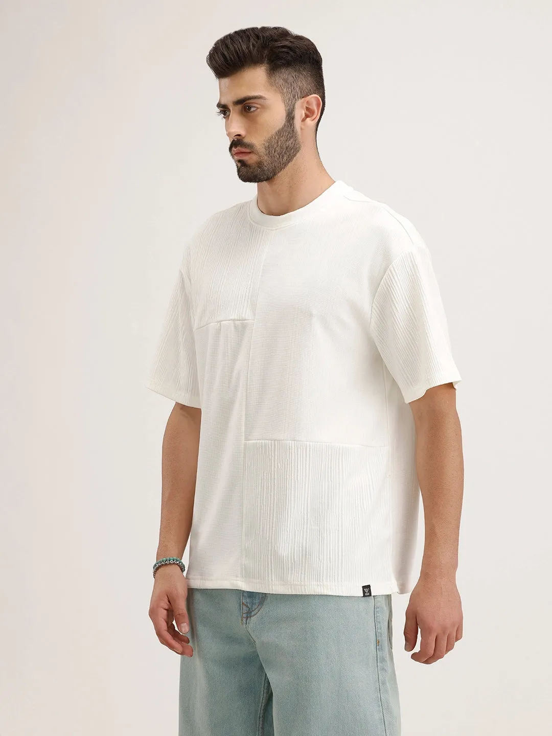 Oversized Cut & Sew T-Shirt | White sold by Wrogn product image thumbnail 4