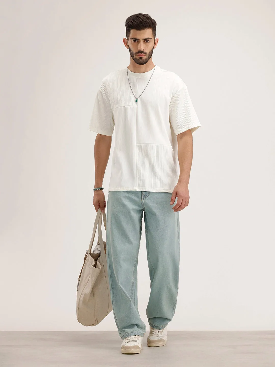 Oversized Cut & Sew T-Shirt | White sold by Wrogn product image thumbnail 2
