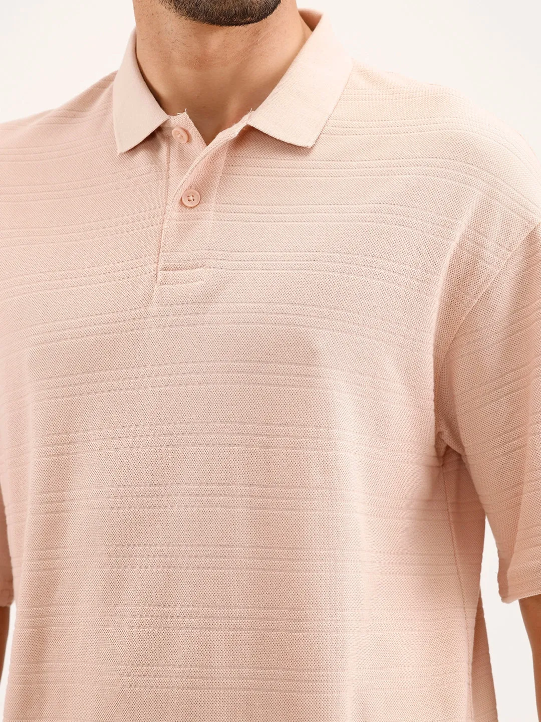 Textured Oversized Polo T-Shirt | Pink sold by Wrogn product image thumbnail 5