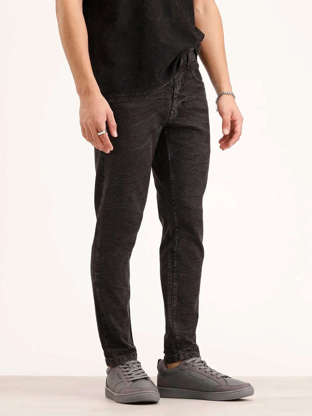 Washed Skinny Crop Denim Jeans | Grey sold by Wrogn product image thumbnail 4
