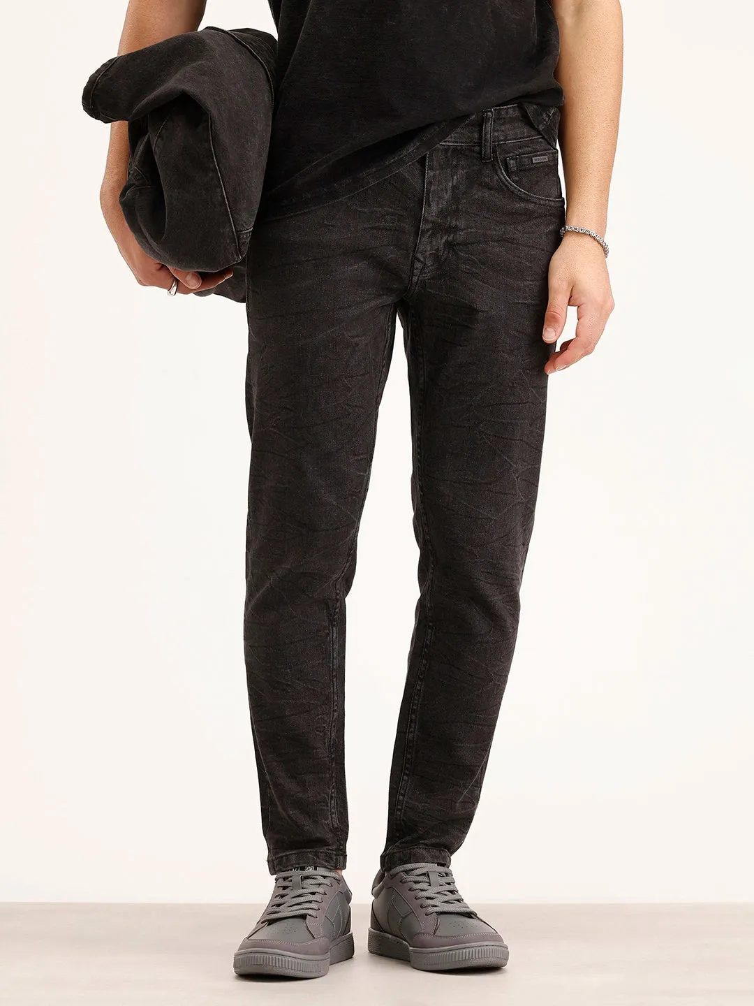 Washed Skinny Crop Denim Jeans | Grey sold by Wrogn