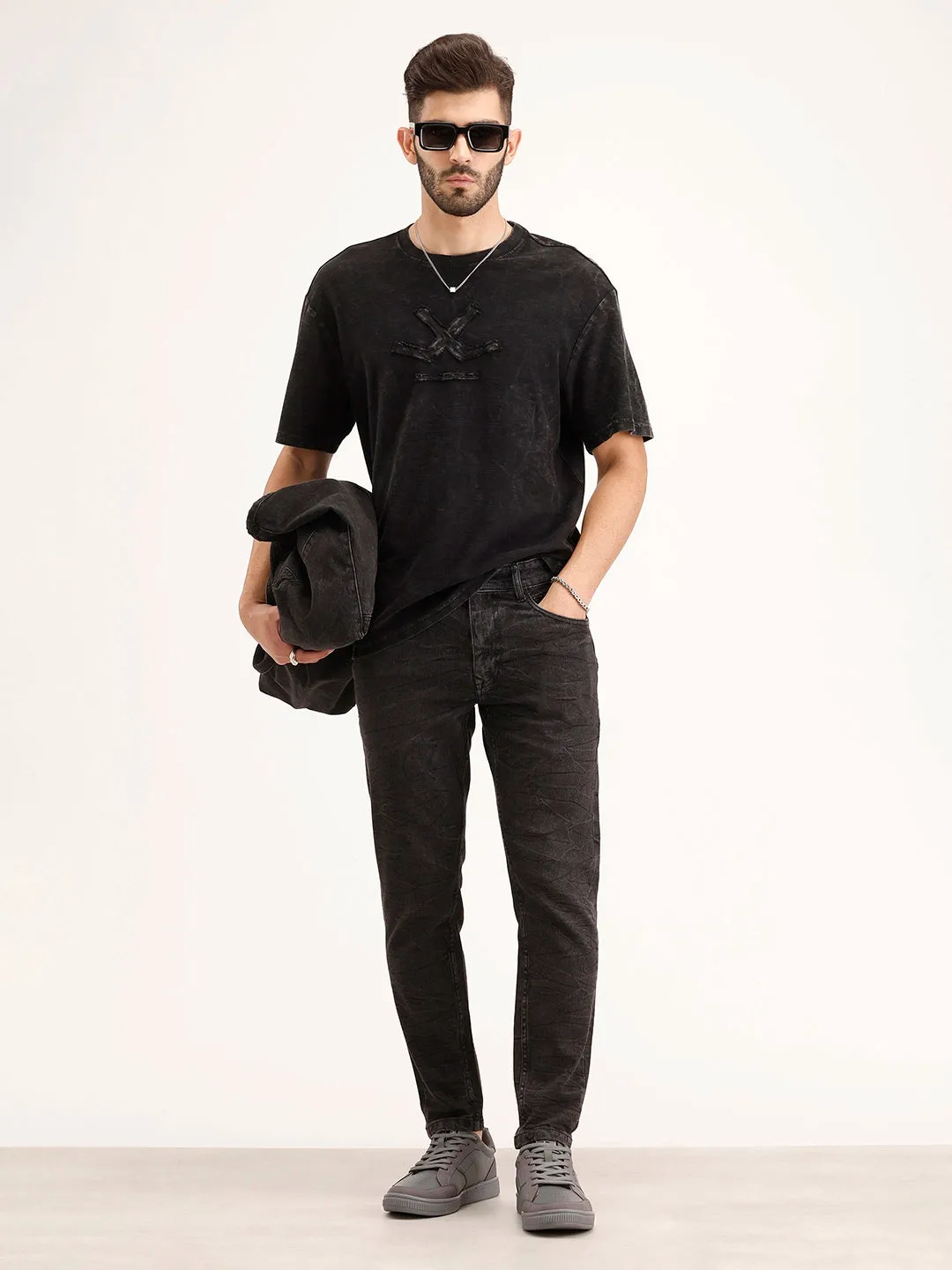 Washed Skinny Crop Denim Jeans | Grey sold by Wrogn product image thumbnail 2