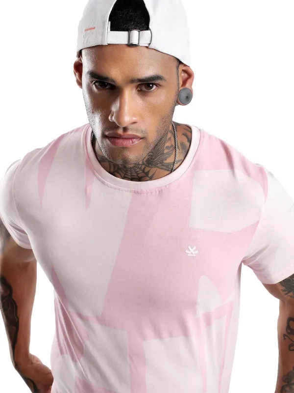 Elite Pink Printed T-Shirt made by Wrogn