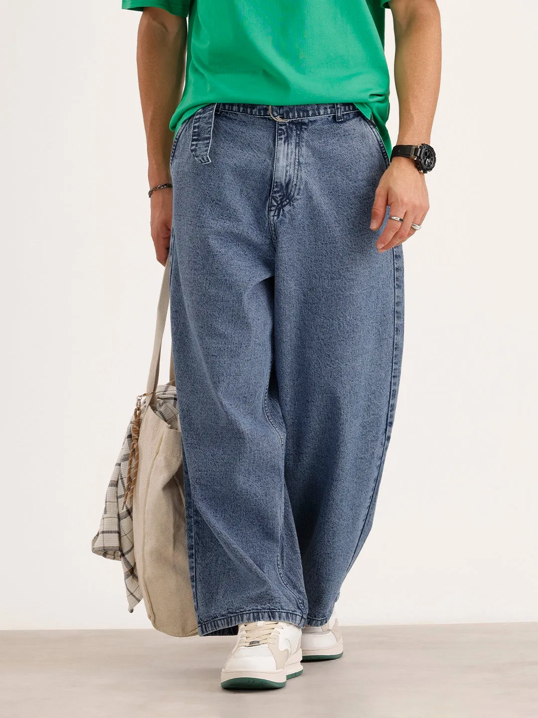 Baggy Fit Denim Jeans | Blue sold by Wrogn