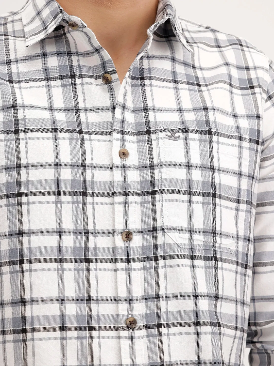 Slim Fit Checkered Shirt | White sold by Wrogn product image thumbnail 5