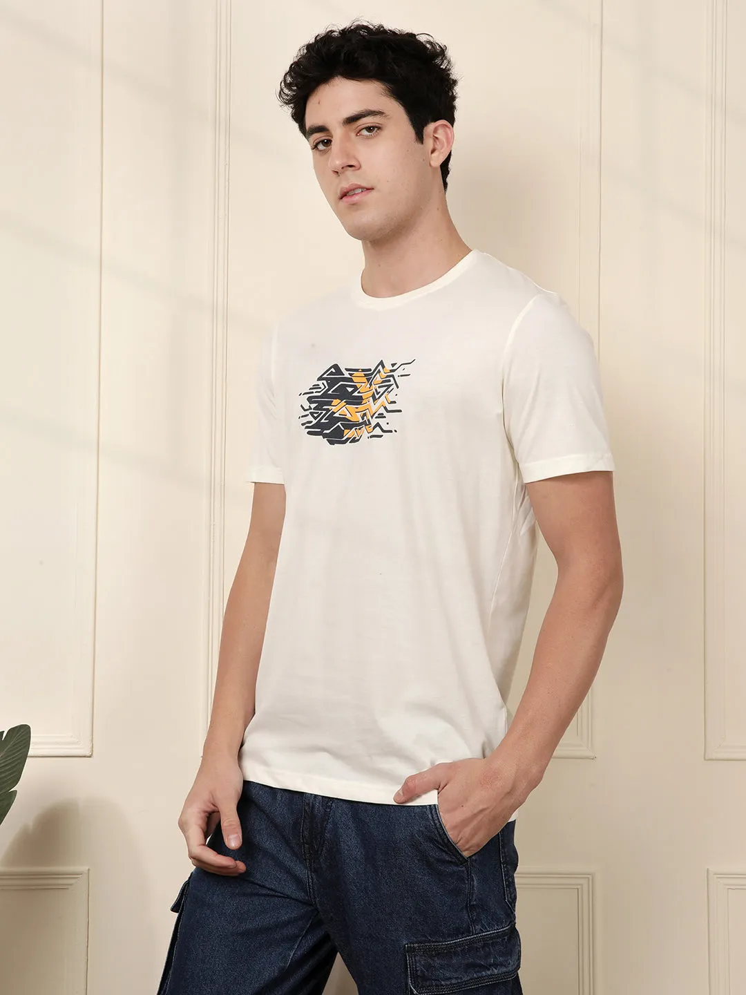 Wrogn Glitch Printed White T-Shirt sold by Wrogn product image thumbnail 4