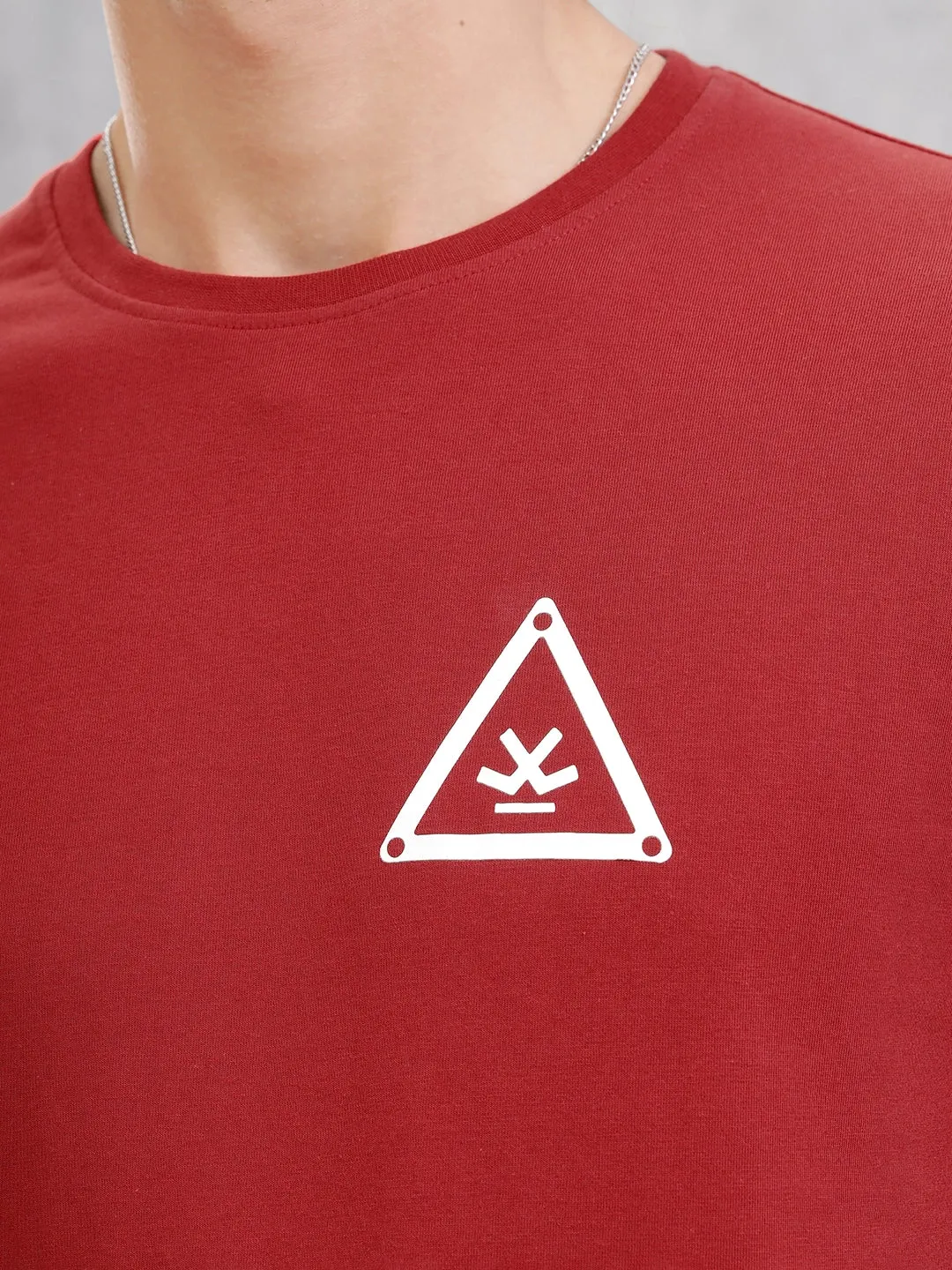 Solid Logo Slim Fit Crewneck T-shirt | Red sold by Wrogn product image thumbnail 4