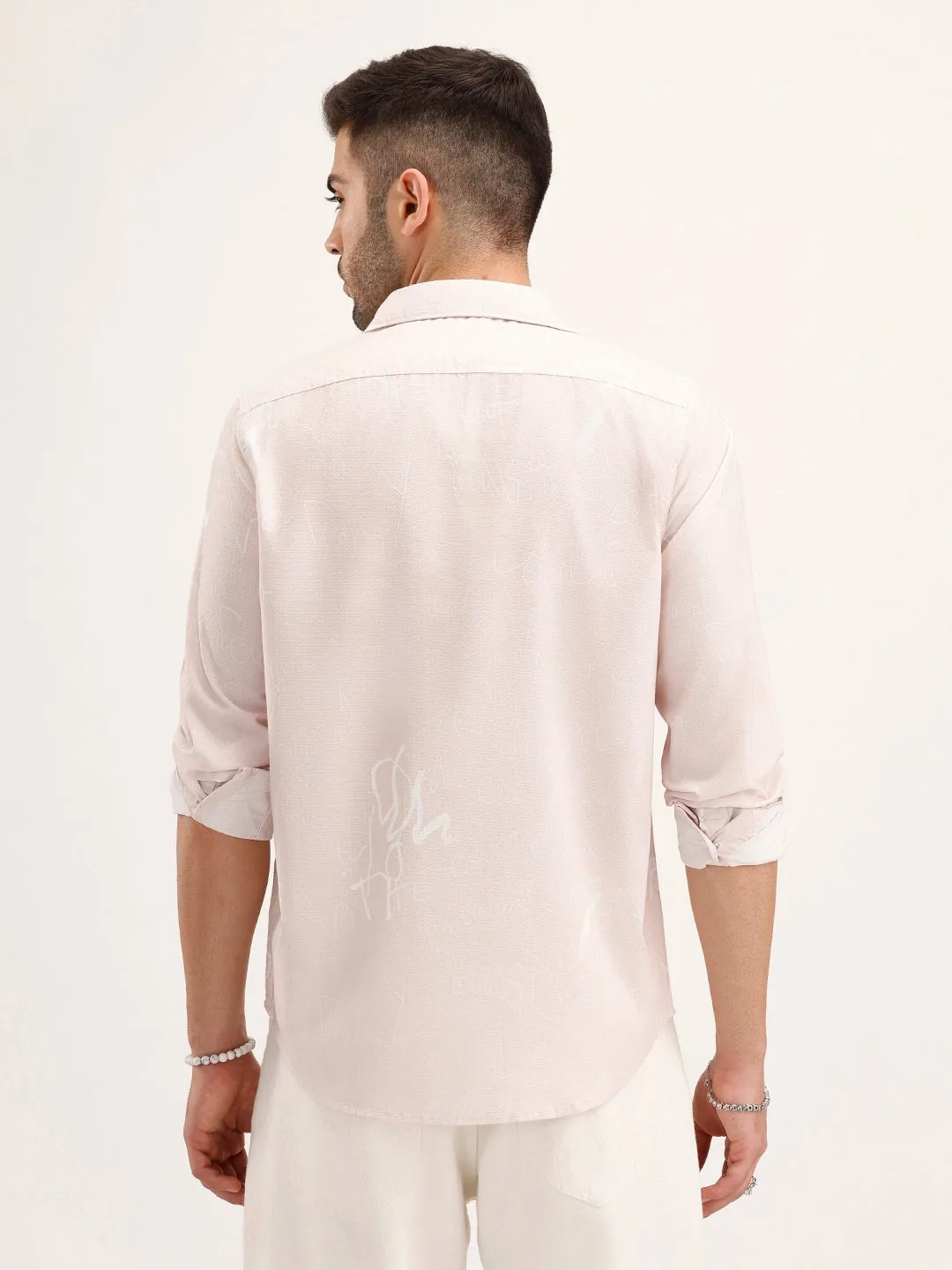 Regular Fit Textured AOP Shirt | Pink sold by Wrogn product image thumbnail 3