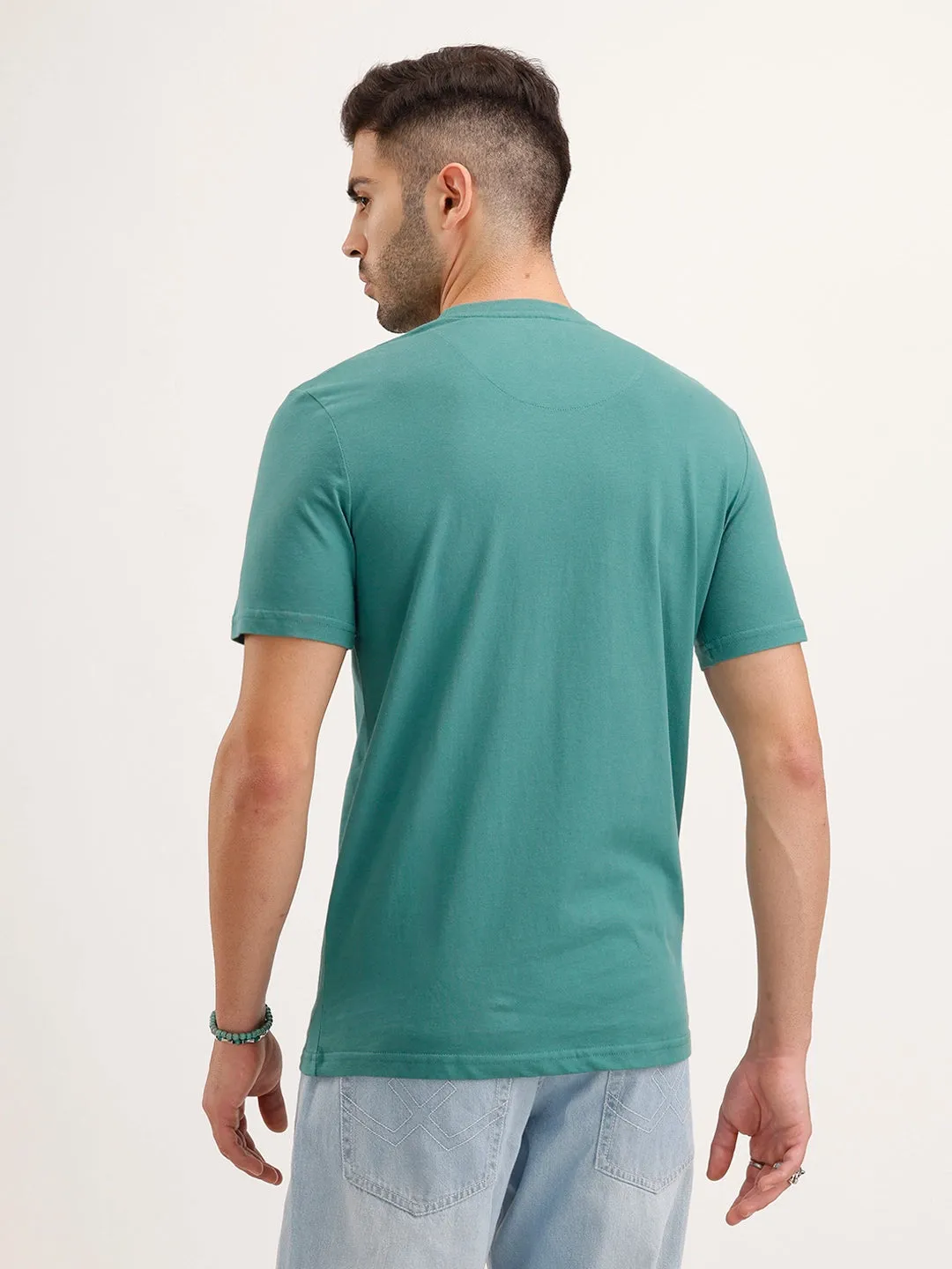 Slim Fit Embroidered T-Shirt | Green sold by Wrogn product image thumbnail 3