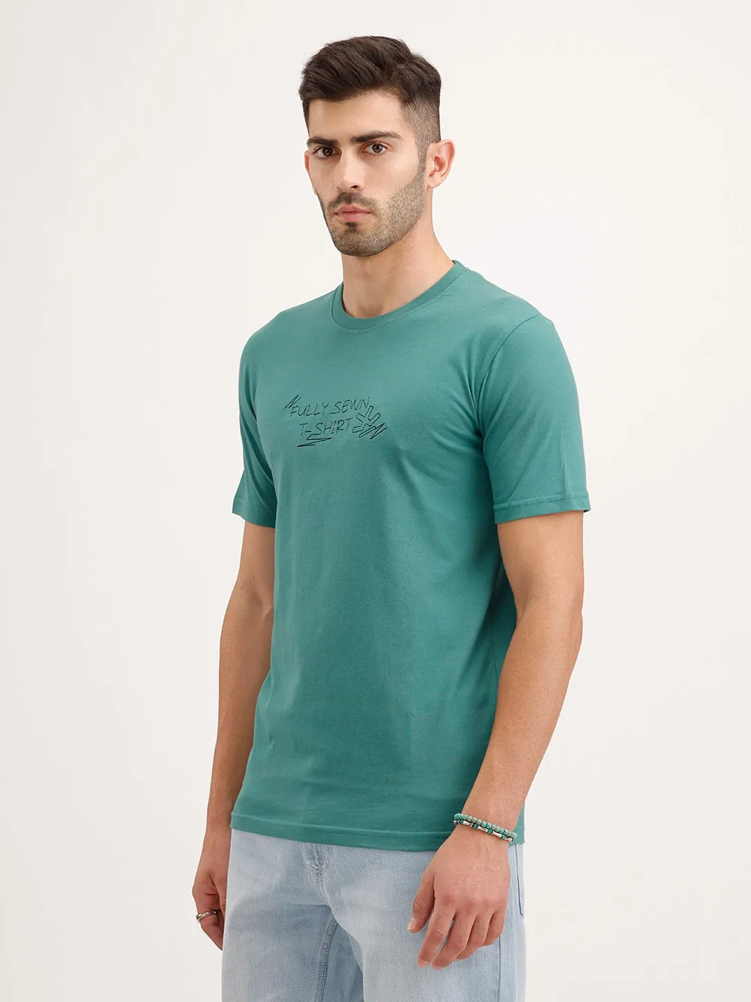 Slim Fit Embroidered T-Shirt | Green sold by Wrogn product image thumbnail 4