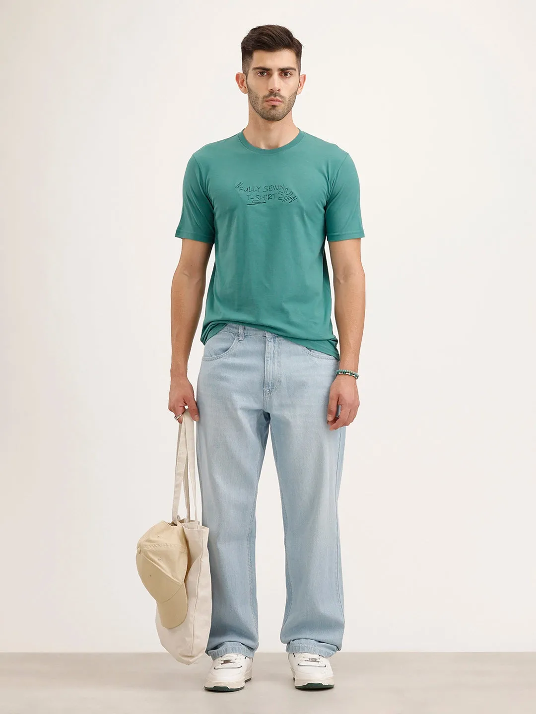 Slim Fit Embroidered T-Shirt | Green sold by Wrogn product image thumbnail 2