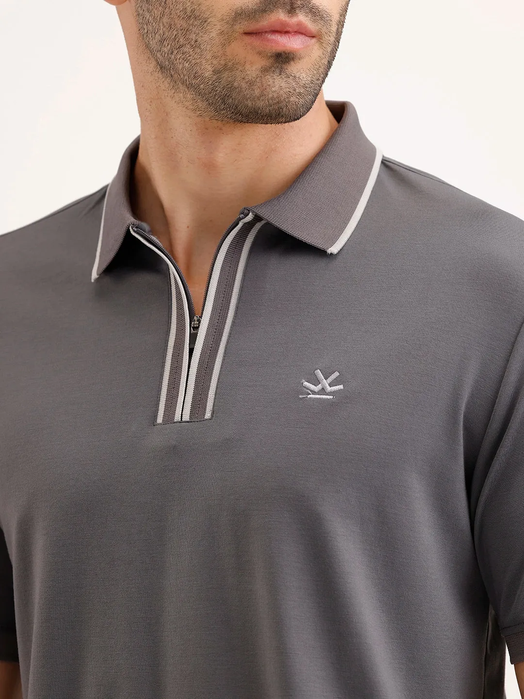Slim Fit Tipping Collar T-Shirt | Dark Grey sold by Wrogn product image thumbnail 5
