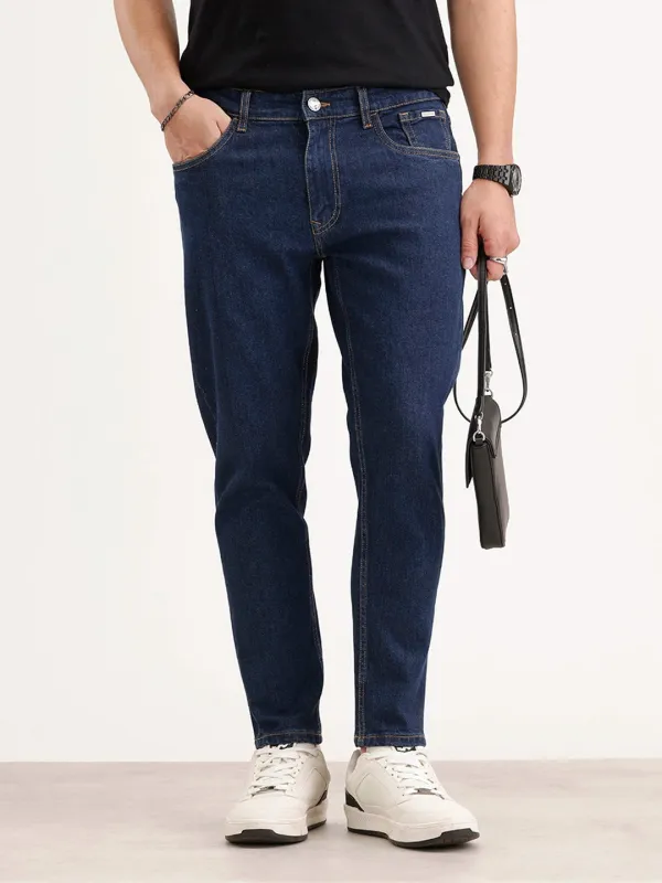 Skinny Cropped Denim Jeans | Dark Blue made by Wrogn