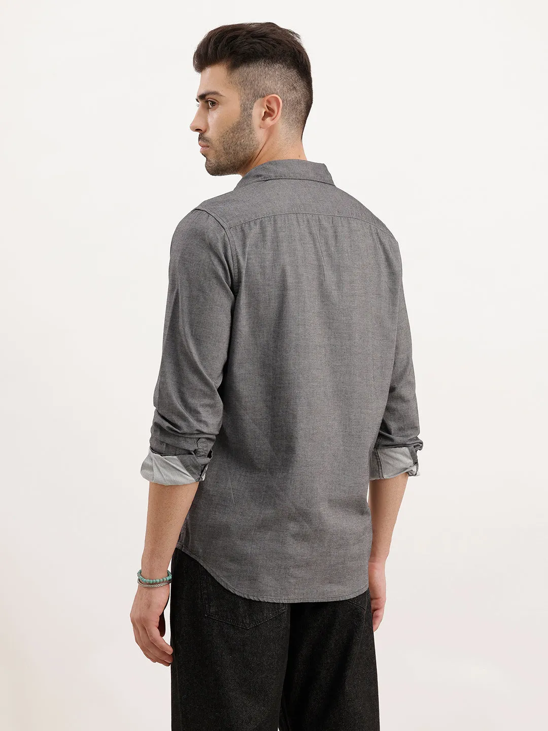 Classic Regular Fit Shirt | Black sold by Wrogn product image thumbnail 3