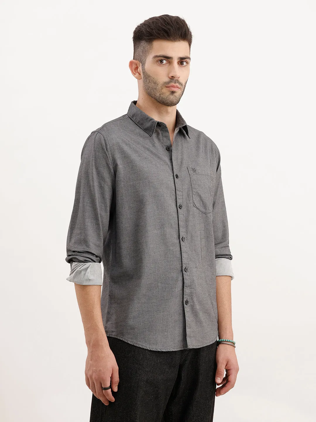 Classic Regular Fit Shirt | Black sold by Wrogn product image thumbnail 4