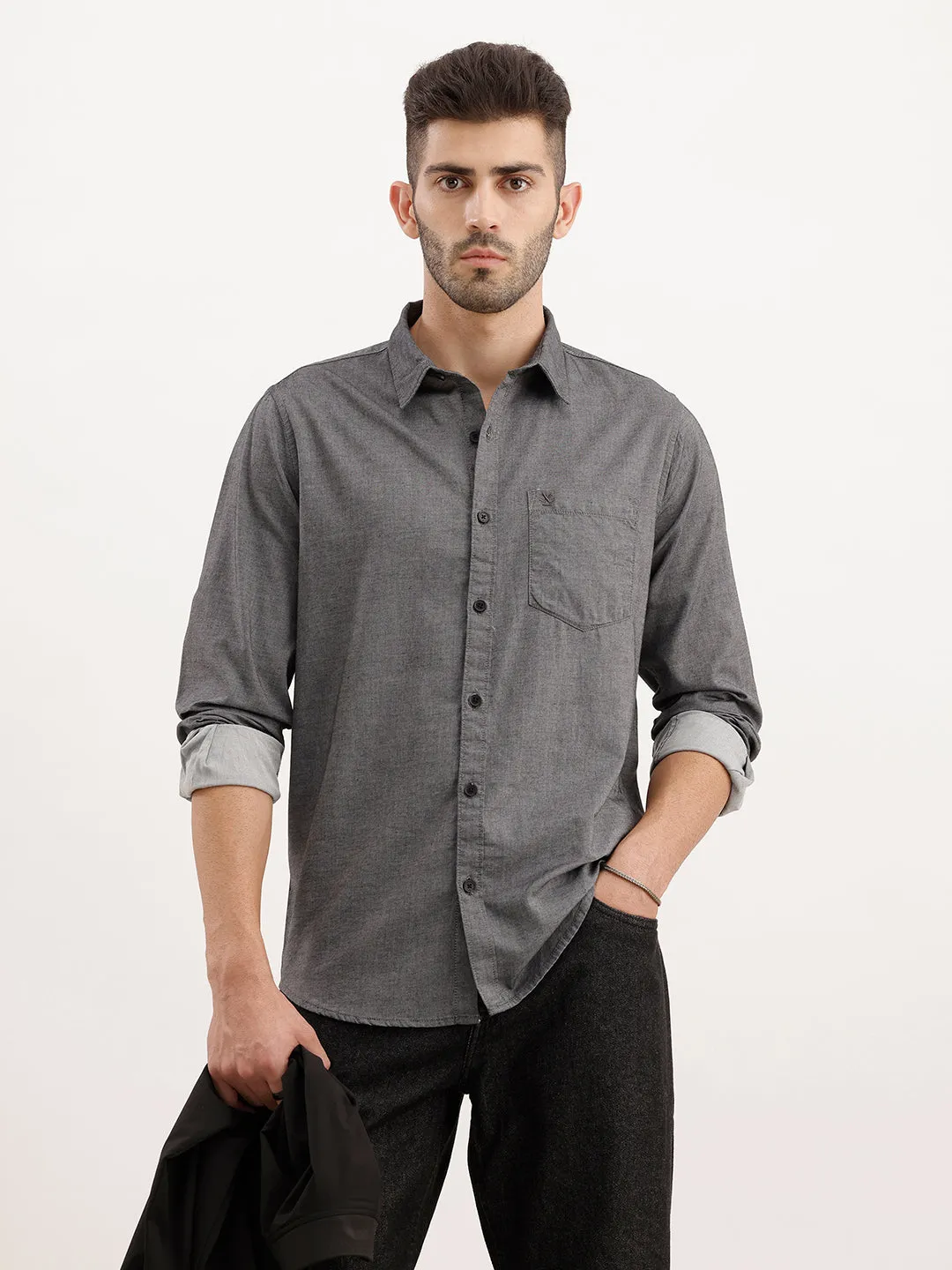 Classic Regular Fit Shirt | Black sold by Wrogn