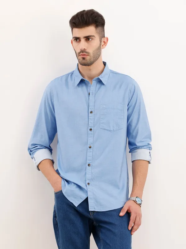 Classic Regular Fit Shirt | Light Blue made by Wrogn