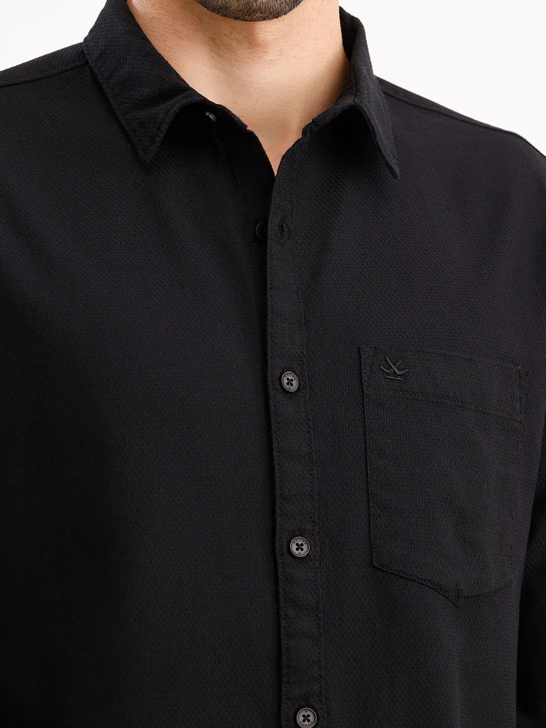 Textured Regular Fit Shirt | Black sold by Wrogn product image thumbnail 5