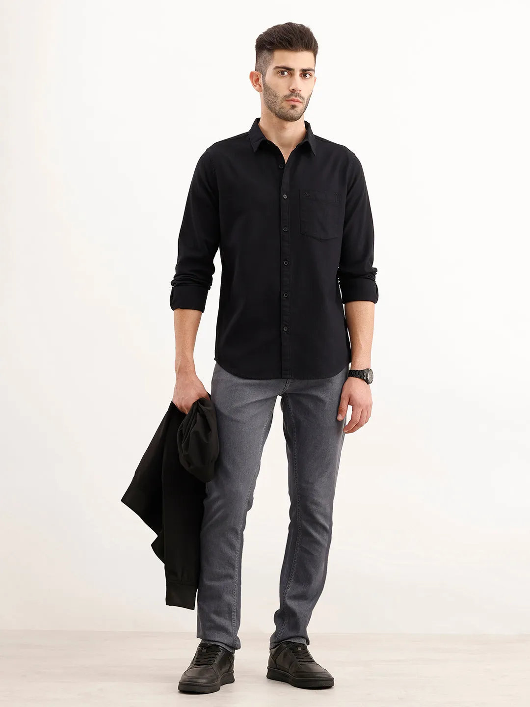 Textured Regular Fit Shirt | Black sold by Wrogn product image thumbnail 2