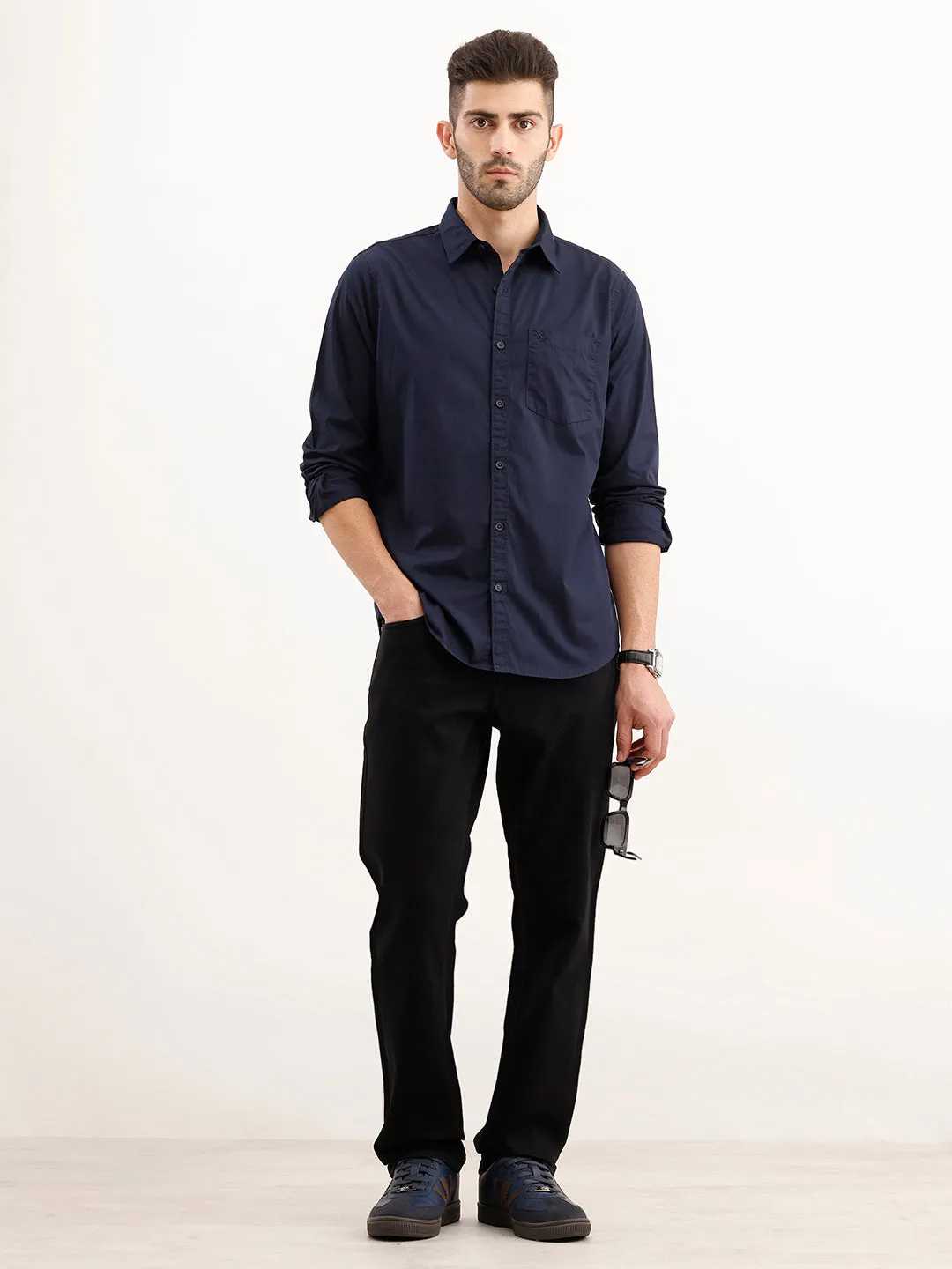Classic Regular Fit Shirt | Navy Blue sold by Wrogn product image thumbnail 2