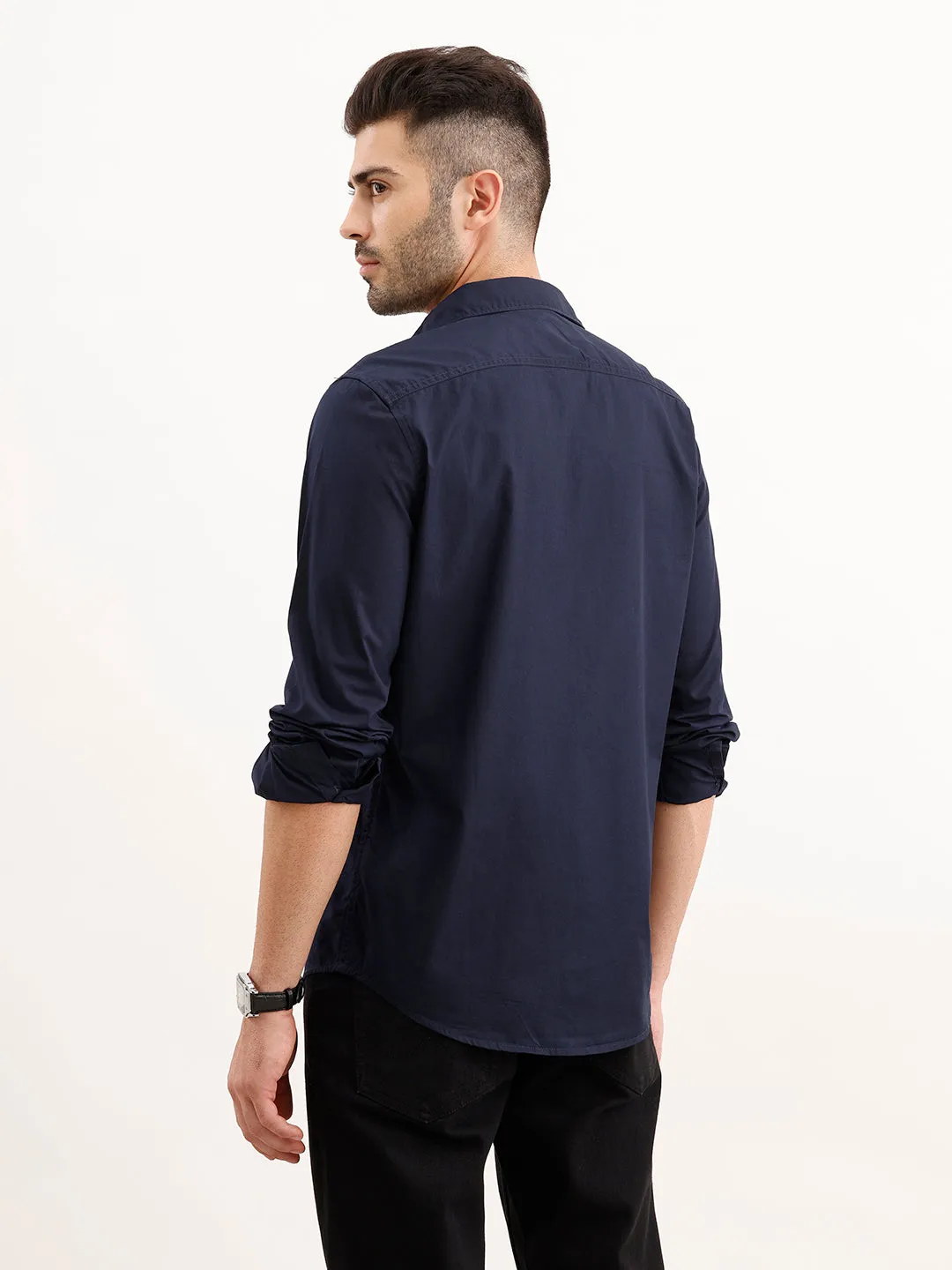 Classic Regular Fit Shirt | Navy Blue sold by Wrogn product image thumbnail 3