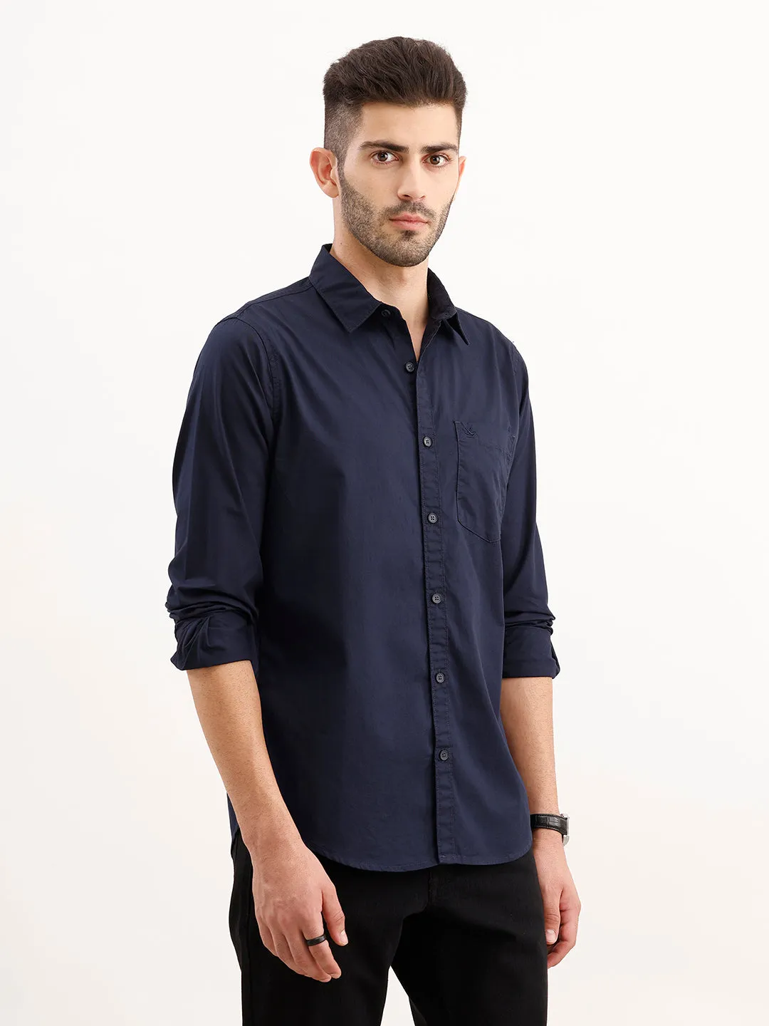 Classic Regular Fit Shirt | Navy Blue sold by Wrogn product image thumbnail 4