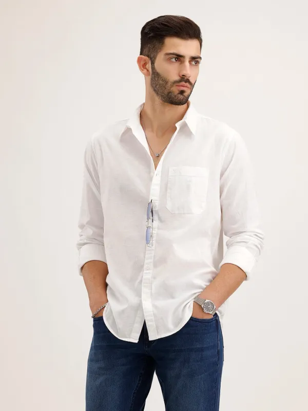 Classic Regular Fit Shirt | White made by Wrogn