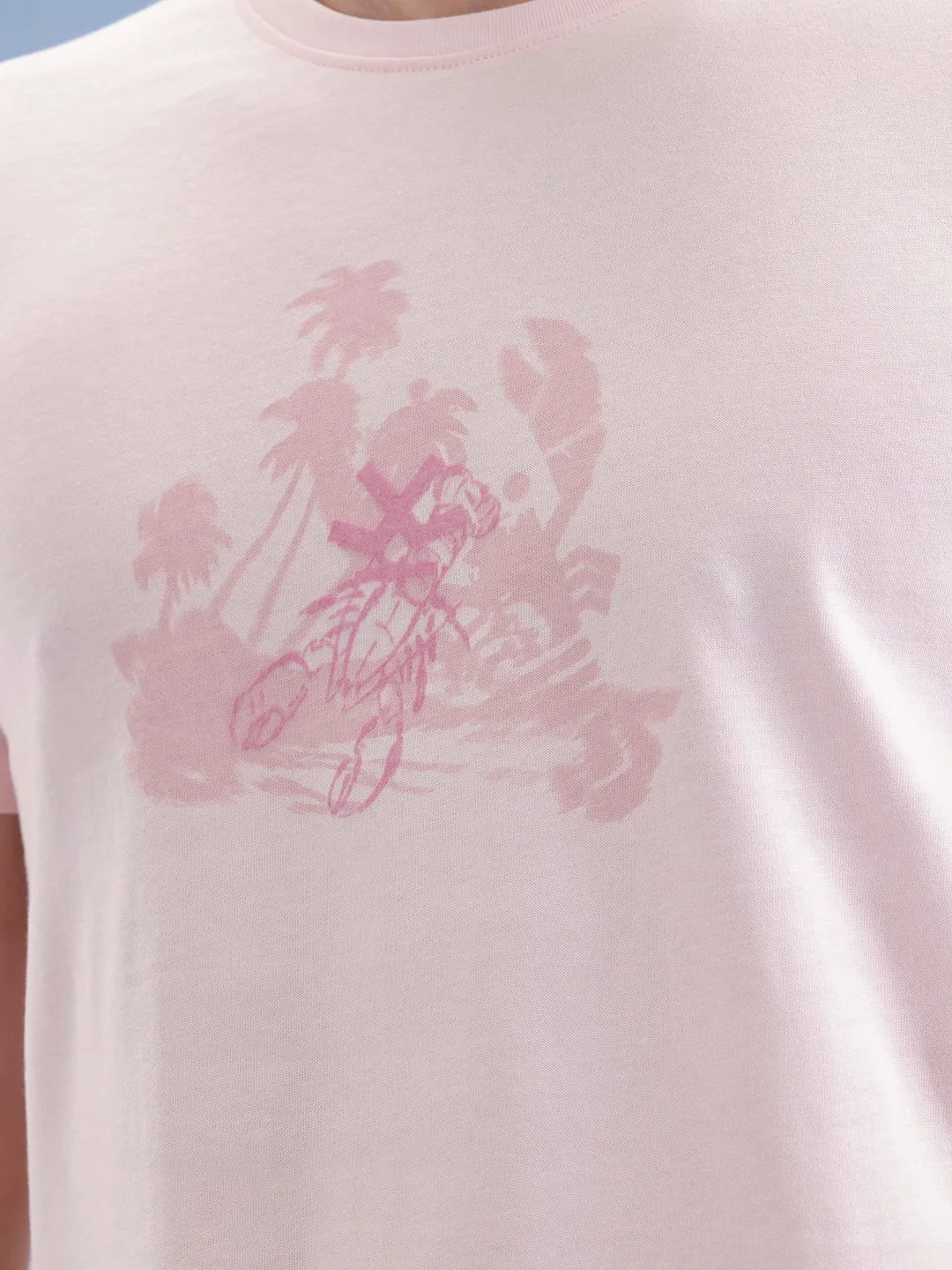 Slim Fit Flock Printed T-Shirt | Pink sold by Wrogn product image thumbnail 5