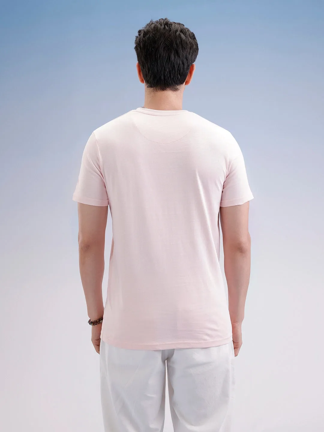 Slim Fit Flock Printed T-Shirt | Pink sold by Wrogn product image thumbnail 3