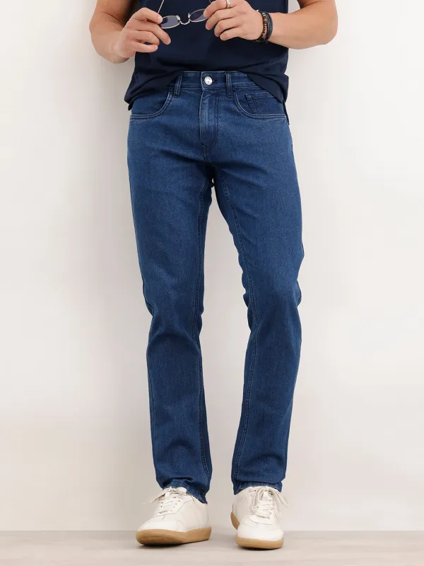 Slim Fit Solid Denim Jeans  | Blue made by Wrogn
