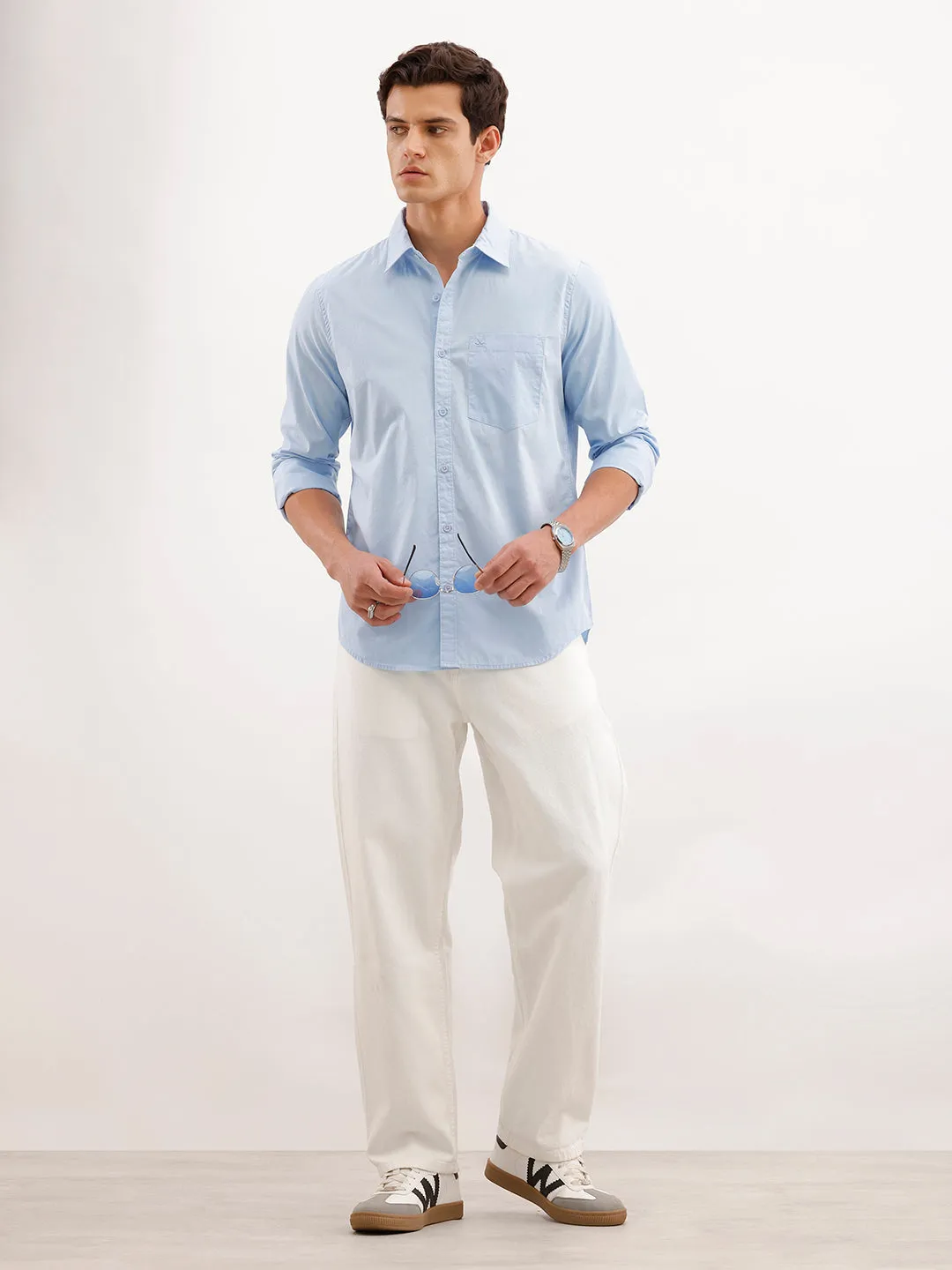 Solid Slim Fit Shirt | Light Blue sold by Wrogn product image thumbnail 2
