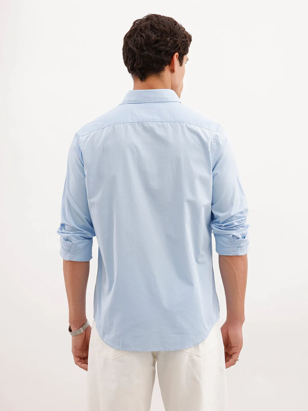 Solid Slim Fit Shirt | Light Blue sold by Wrogn product image thumbnail 3