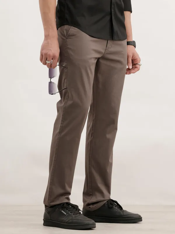 Slim Fit Solid Trouser  | Charcoal made by Wrogn