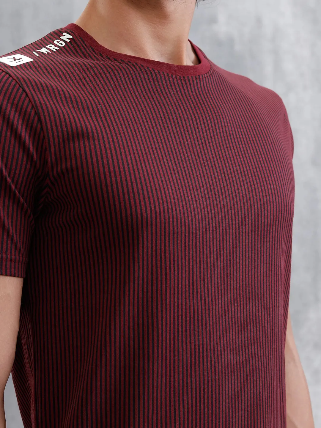 Striped Slim Fit T-Shirt | Maroon sold by Wrogn product image thumbnail 5
