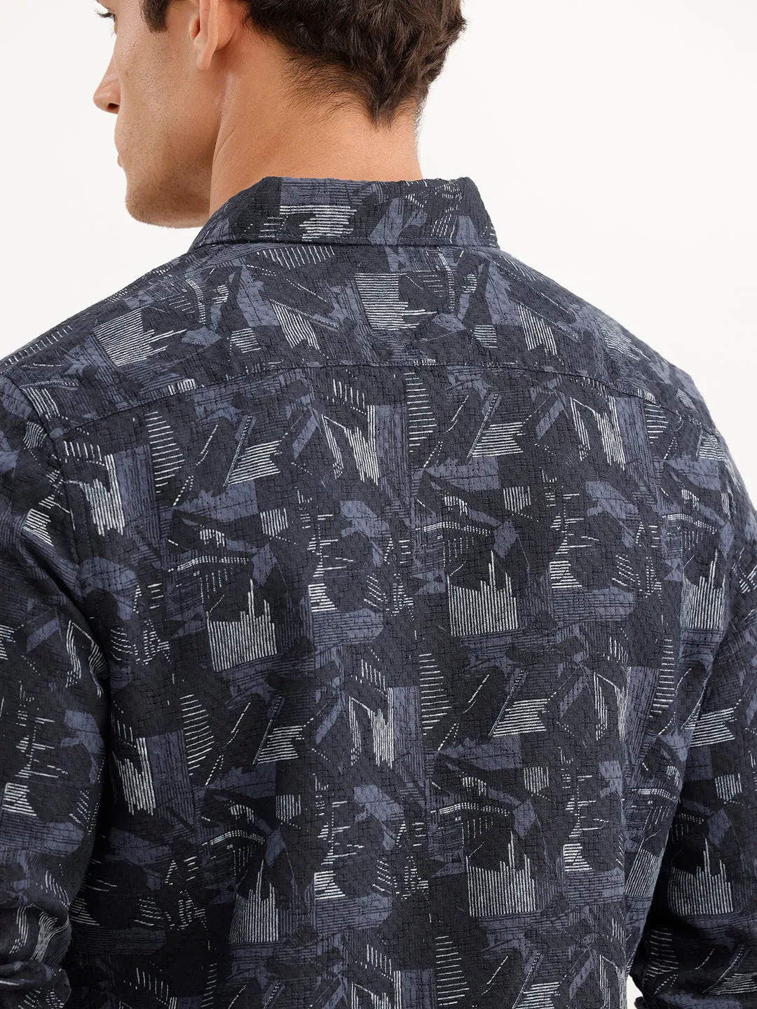 Slim Fit Textured Shirt | Dark Blue sold by Wrogn product image thumbnail 5