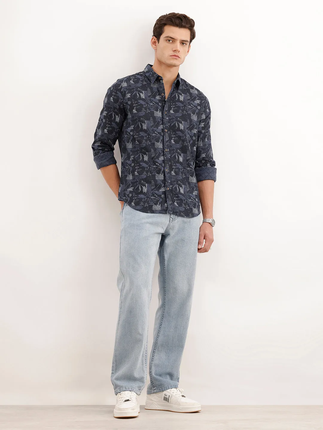 Slim Fit Textured Shirt | Dark Blue sold by Wrogn product image thumbnail 2