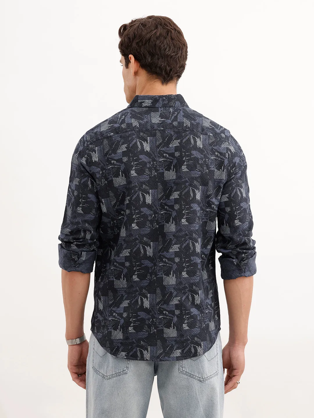 Slim Fit Textured Shirt | Dark Blue sold by Wrogn product image thumbnail 3