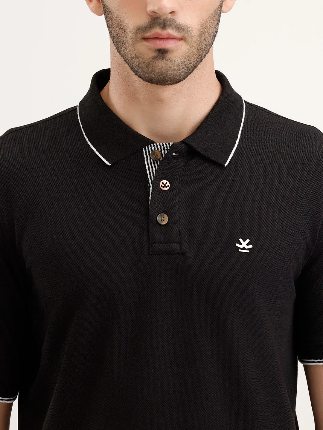 Tipping Collar Slim Fit Polo T-Shirt | Black sold by Wrogn product image thumbnail 5