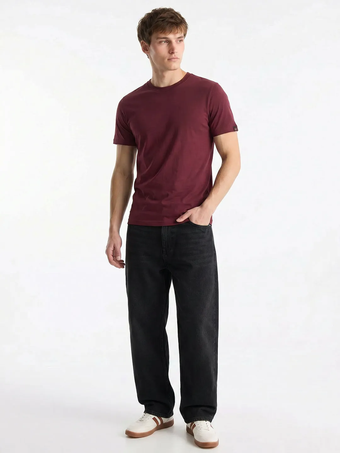Essential Supima Crew Neck T-Shirt | Essential | Wine sold by Wrogn product image thumbnail 3