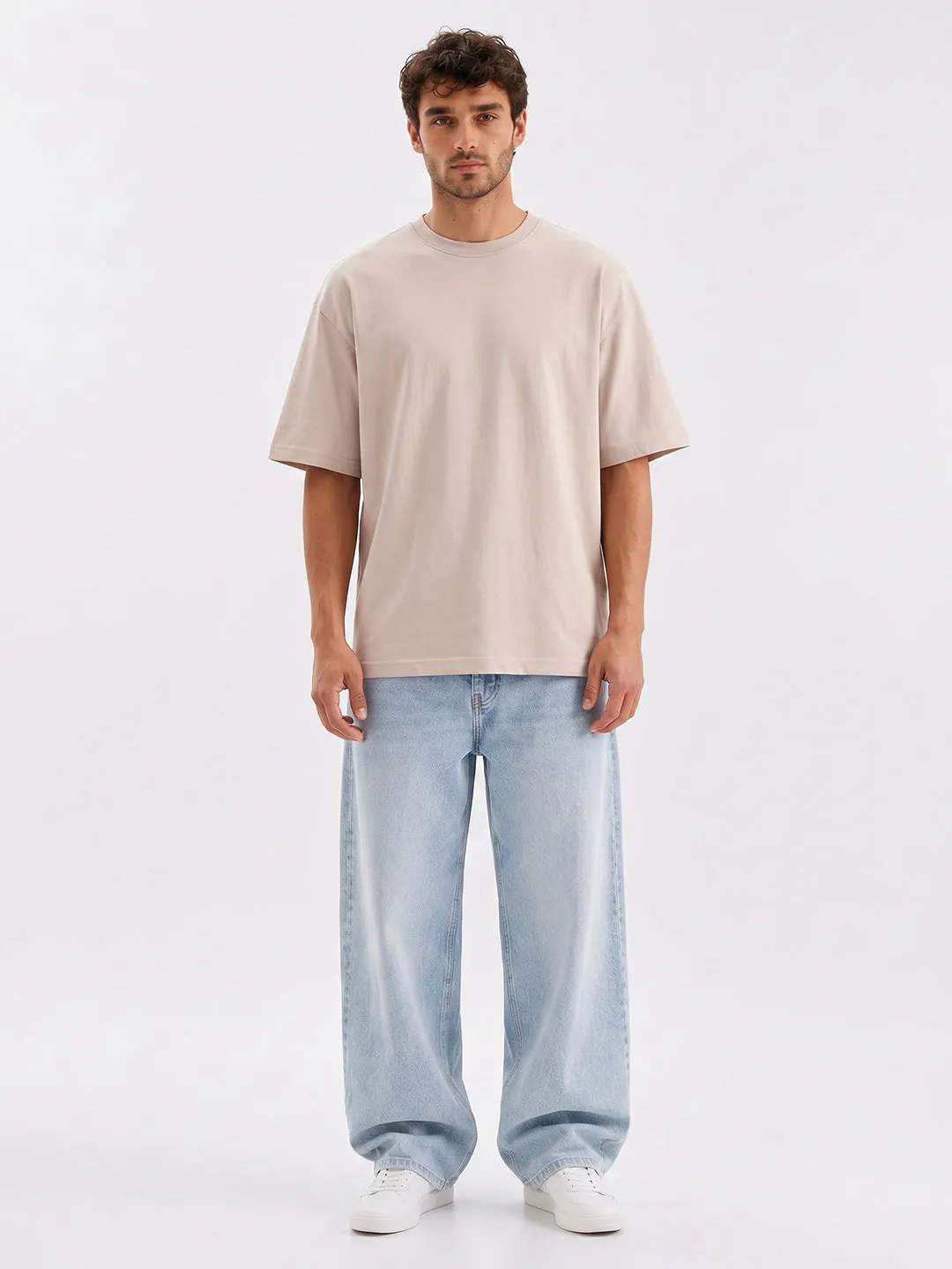 No Brainer Bounce Oversized T-Shirt | Essential | Beige sold by Wrogn product image thumbnail 3