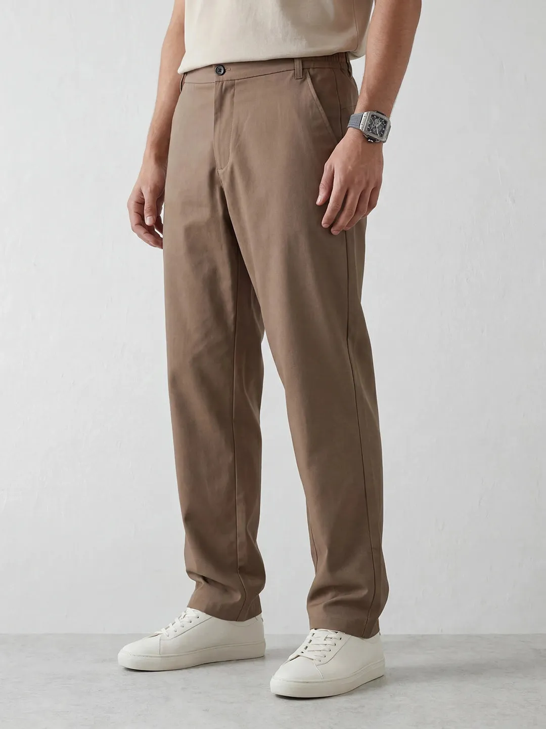 Classic Straight Fit Trousers | Brown sold by Wrogn product image thumbnail 4