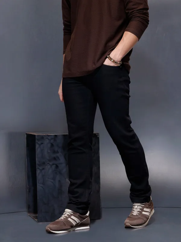 Casual Slim Fit Denim Jeans  | Black made by Wrogn
