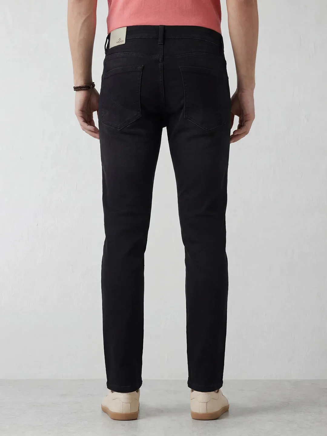 Solid Slim Fit Denim Jeans | Black sold by Wrogn product image thumbnail 3