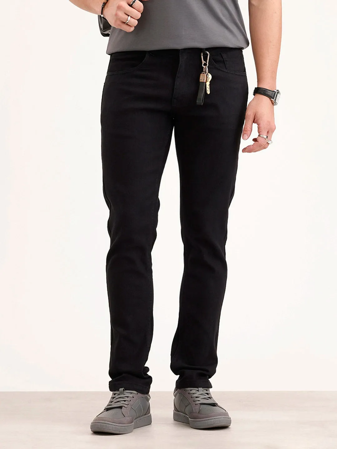 Slim Fit Denim Jeans | Black sold by Wrogn