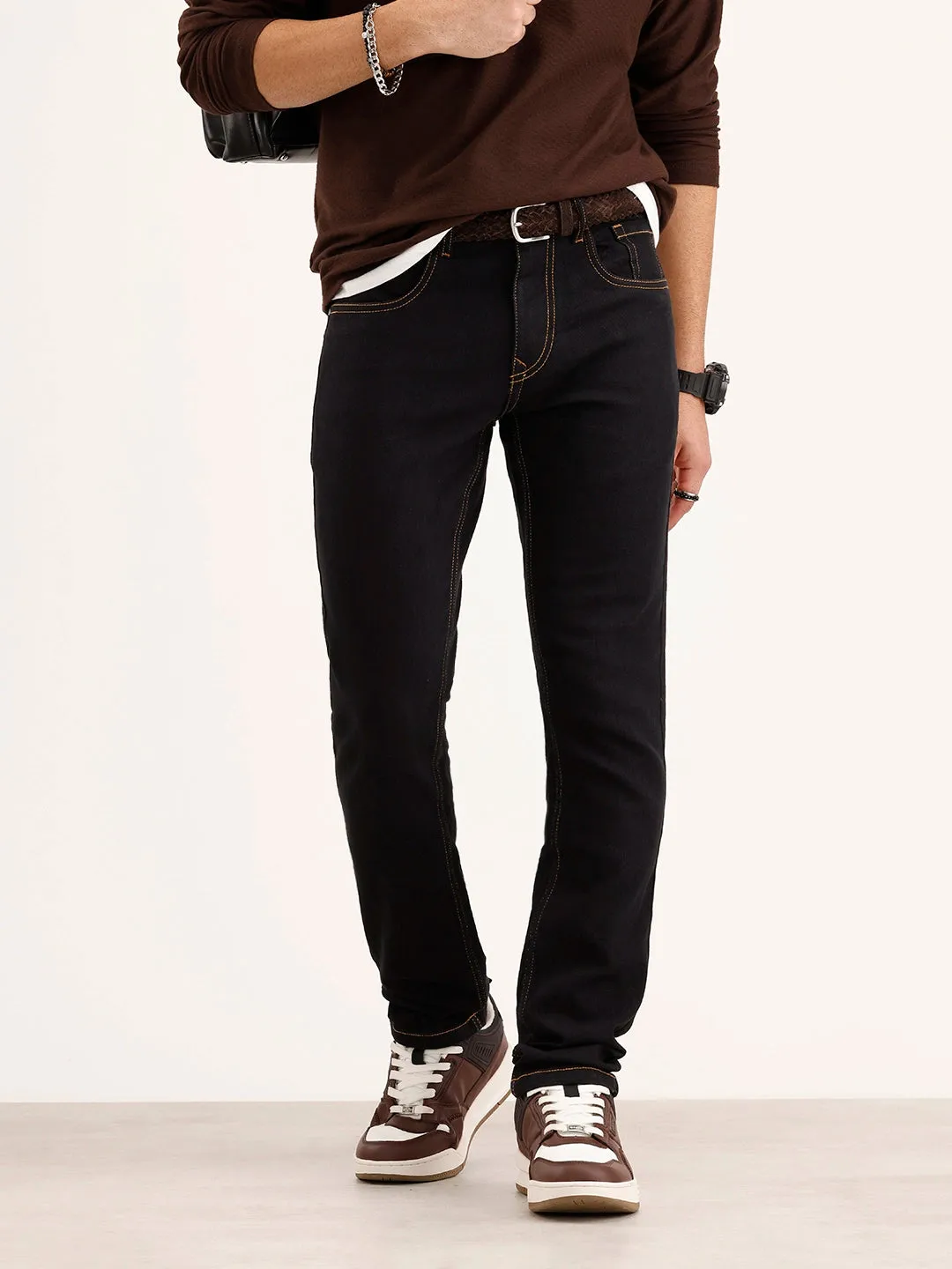 Slim Fit Denim Jeans | Black sold by Wrogn