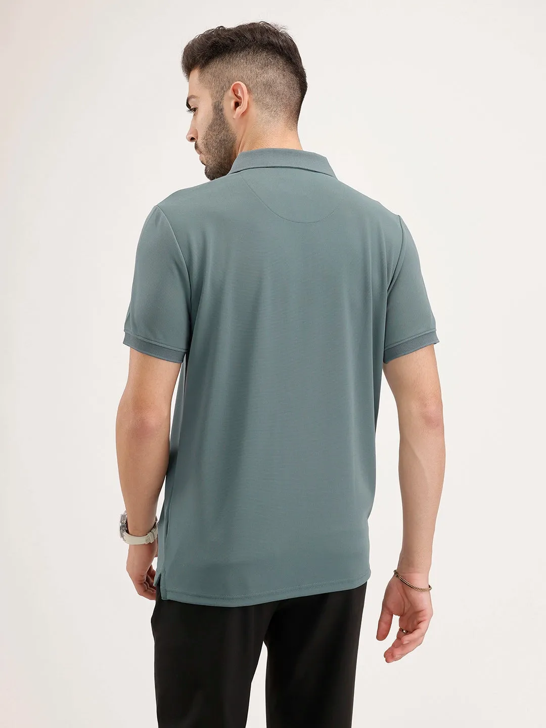Solid Slim Fit Polo T-Shirt | Grey sold by Wrogn product image thumbnail 3