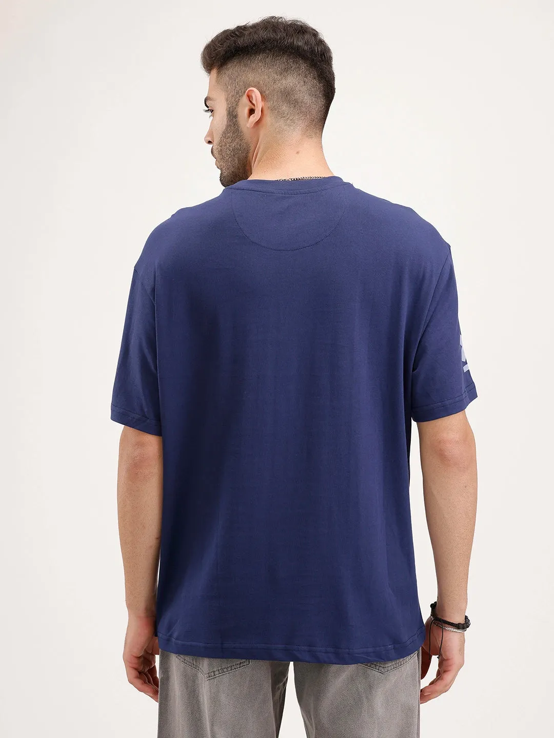 Oversized Placement Printed T-Shirt | Blue sold by Wrogn product image thumbnail 3